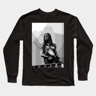 Michonne WPAP Pop art in Black white Colour Long Sleeve T-Shirt